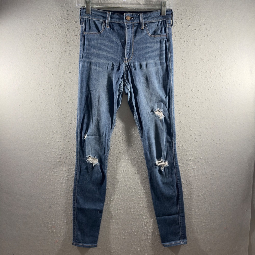 3107 | Hollister High-Rise Jean Legging Distressed Skinny Blue Jeans Women 5L